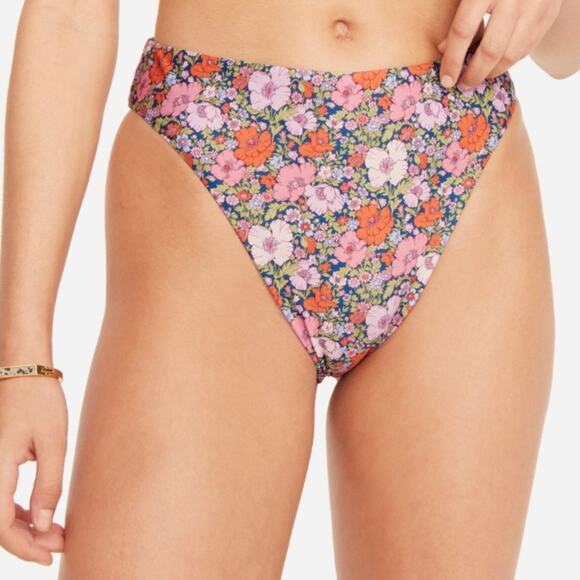J Crew Liberty London Meadow Song Floral High Rise Cheeky Bikini Bottom S NWOT - Picture 3 of 12